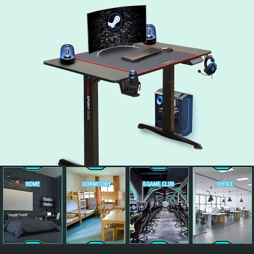 SK DEPOT 43"x 24"/110 x 60 cm Height Adjustable Electric Lift Standing Gaming Desk Ergotron Laptop Sit-Stand Desk Fit Large Area Work Surface Home