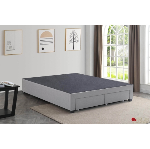 True Contemporary EZ Base Foundation Grey Platform Bed with 2 Storage Drawers