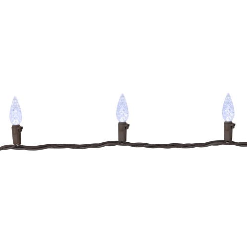 70 Pure White LED C6 Christmas String Lights - 23 ft Brown Wire