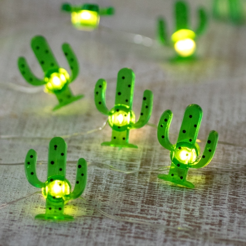10-Count LED Green Cactus Fairy Lights - Warm White