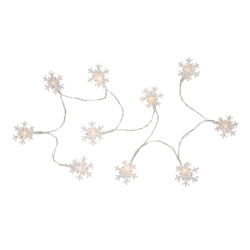 Lumières de Noël en forme de flocon de neige à DEL, 10 ampoules, 4,5 pi, fil de cuivre