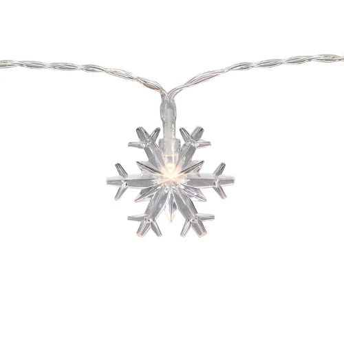 Lumières de Noël en forme de flocon de neige à DEL, 10 ampoules, 4,5 pi, fil de cuivre