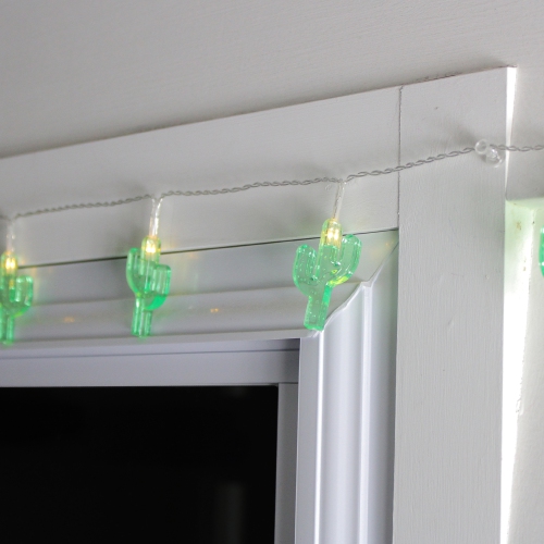 10-Count Green Cactus LED String Lights - 4.5ft Clear Wire