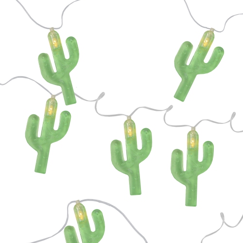 10-Count Green Cactus LED String Lights - 4.5ft Clear Wire