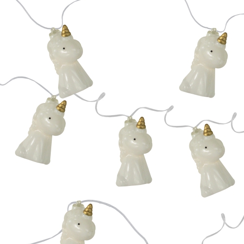 10-Count White Unicorn LED String Lights - 4.5 ft Clear Wire