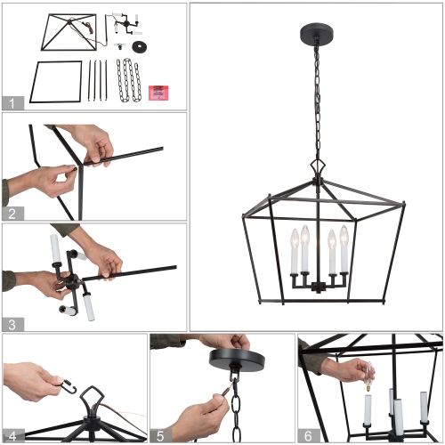 Modern 4-Light Minimal Candelabra Chandelier