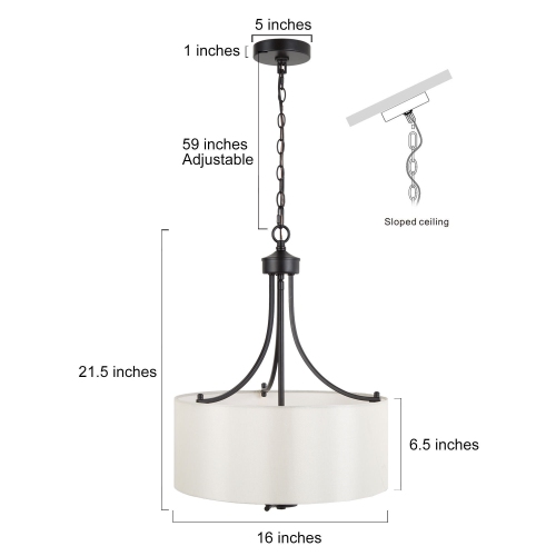 Modern 4-Light Fabric Drum Chandelier