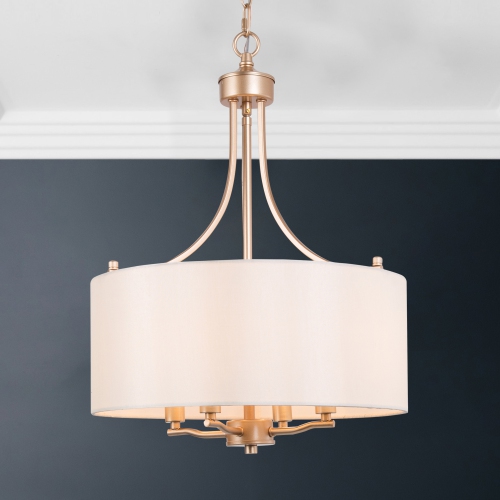 Modern 4-Light Gold Chandelier with Fabirc Shade