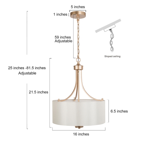 Modern 4-Light Gold Chandelier with Fabirc Shade