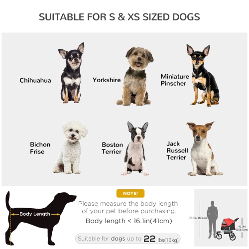 PawHut Luxury Pet Stroller Lightweight Dog Cat Travel Carriage with 3-Rubber Wheels, One-click Folding Design, Adjustable Canopy, Zippered Mesh