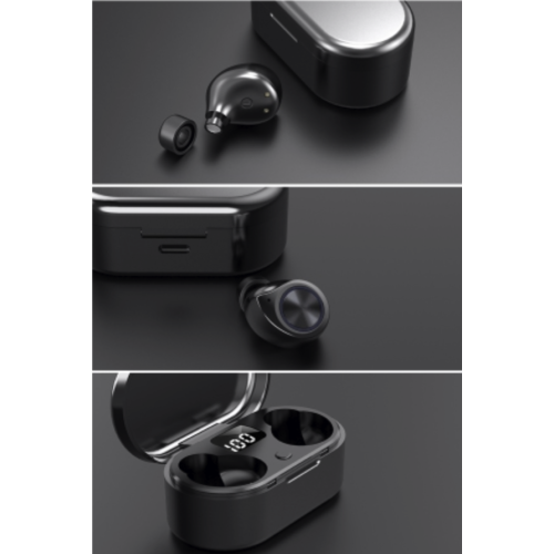 SuperGooDeal TW80 Air True-Wireless Earphones, Bluetooth, Stereo HiFi Sound, Touch Control, and Secure Fit - Black