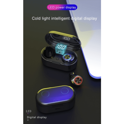 SuperGooDeal TW80 Air True-Wireless Earphones, Bluetooth, Stereo HiFi Sound, Touch Control, and Secure Fit - Black