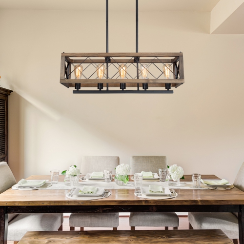 Farmhouse 5-Light Rectangle Chandelier