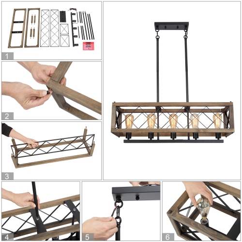 Farmhouse 5-Light Rectangle Chandelier