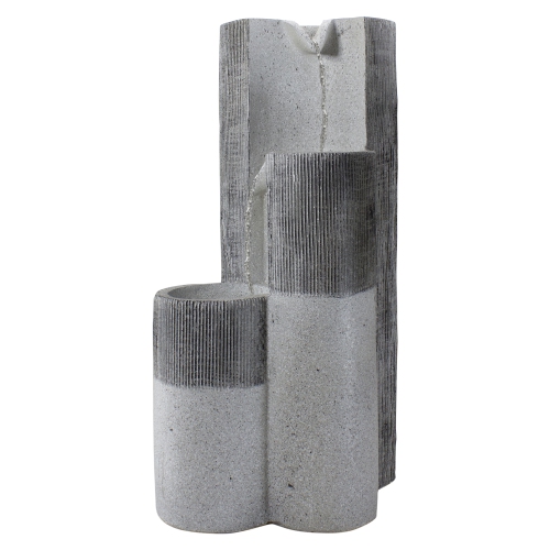 24" Gray Speckled Modern Style 3-Tier Rainfall Outdoor Water Fountain