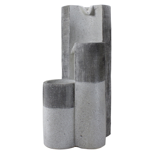 24" Gray Speckled Modern Style 3-Tier Rainfall Outdoor Water Fountain