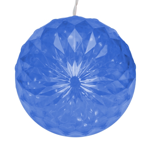 Blue LED Hanging Crystal Sphere Ball Outdoor Christmas Decor - 6 Inch