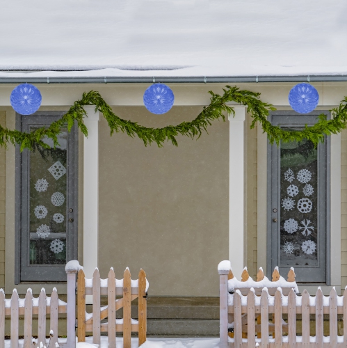 Blue LED Hanging Crystal Sphere Ball Outdoor Christmas Decor - 6 Inch