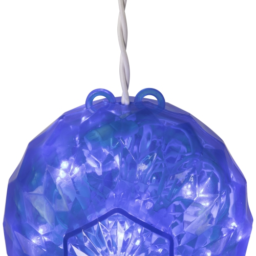Blue LED Hanging Crystal Sphere Ball Outdoor Christmas Decor - 6 Inch