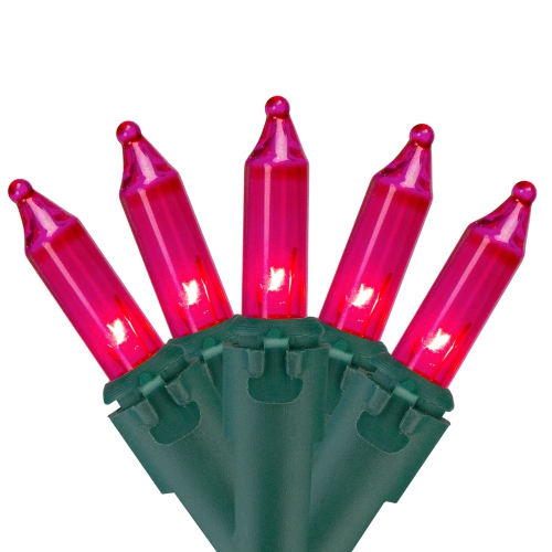 NORTHLIGHT  50-Count Pink Mini Christmas Light Set, 10Ft Wire In Green Love the pink lights