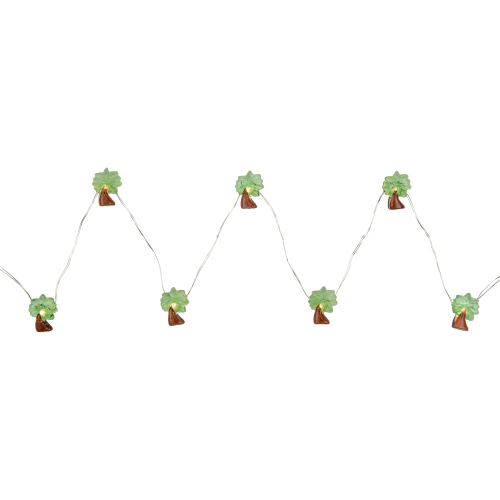 10-Count LED Green and Brown Palm Tree Fairy Lights - Warm White