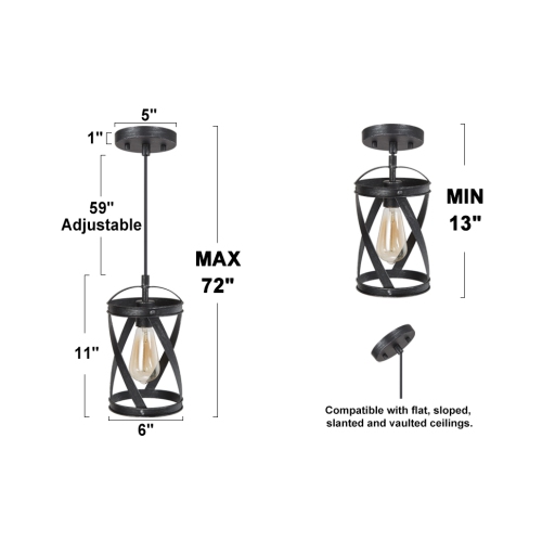 Industrial 1-Light Single Cylinder Pendant with Brushed Silver Finish