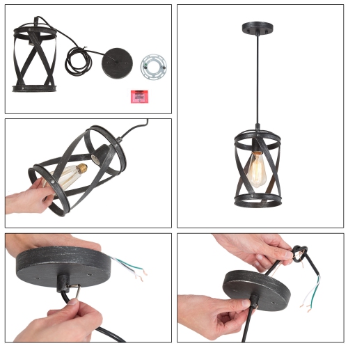 Industrial 1-Light Single Cylinder Pendant with Brushed Silver Finish