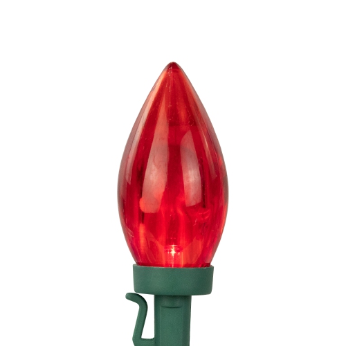 25 Red and Pure White C9 Christmas Lights - 16 ft Green Wire