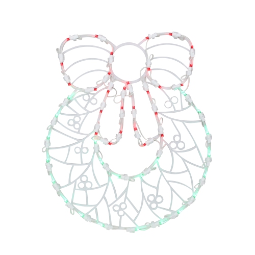 16" Red and Green Led Lighted Wreath Christmas Window Silhouette Decoration
