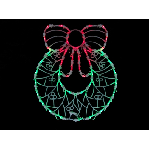 16" Red and Green Led Lighted Wreath Christmas Window Silhouette Decoration