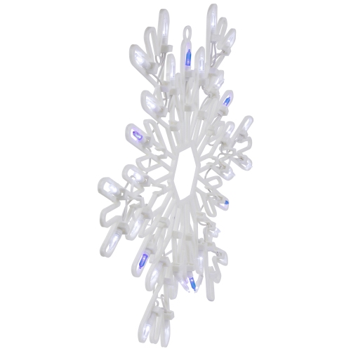 16" LED Lighted Pure White and Blue Snowflake Christmas Window Silhouette Decoration