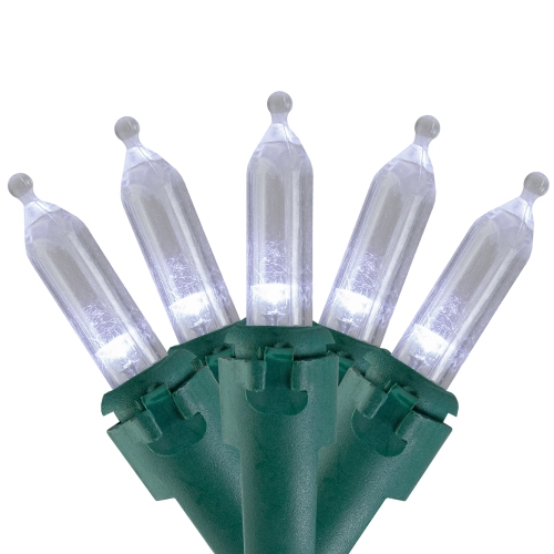 NORTHLIGHT  35 White Led Mini Christmas Lights - 11.25 Ft Wire In Green