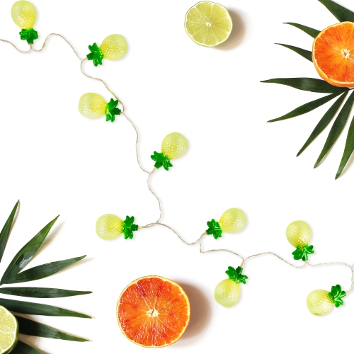 10-Count Green Pineapple LED String Lights - 4.5ft Clear Wire