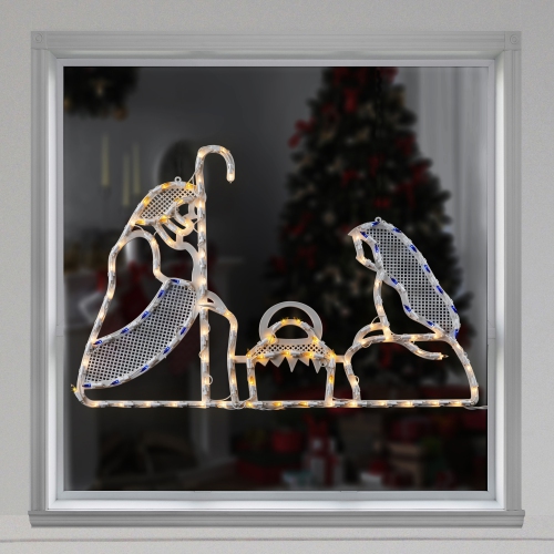 30" Lighted Holy Family Nativity Scene Christmas Window Silhouette