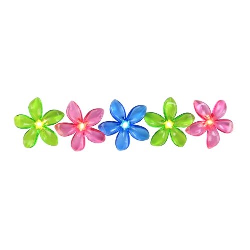 NORTHLIGHT  Set Of 10 Pink, Blue And Flower Patio And Garden Novelty Lights 2.5 In Green