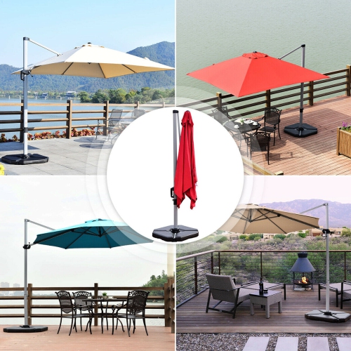 Gymax 4PCS Patio Cantilever Offset Umbrella Base Sand/Water Filled