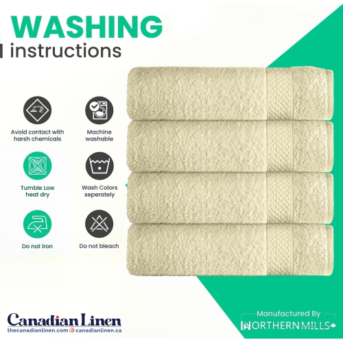 Canadian Linen Basic Economy Ivory Bath Towels 26x52 inch 4 Pack Soft Absorbent Hospitality Cotton Towel Set for Bathroom Hotel Spa Salon Gym