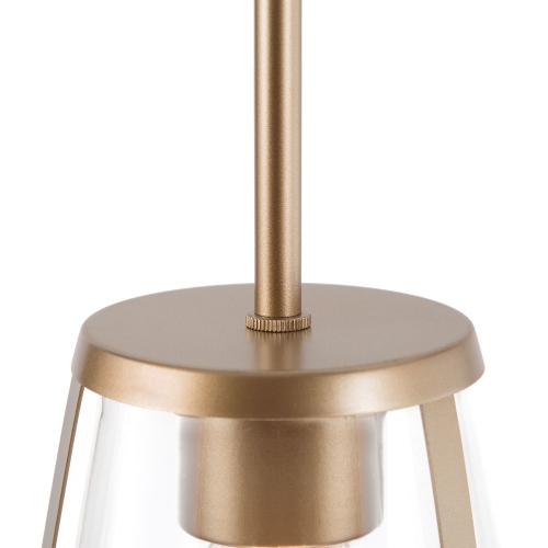 Modern 1-Light Single Cone Gold Pendant with Transparent Glass Shade