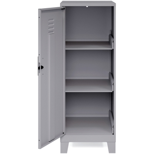Armoire de rangement en métal à 3 tablettes de 42.5 po de haut Space Solutions, argent arctique