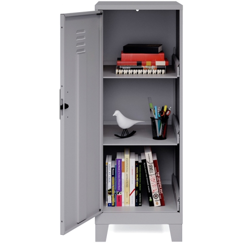 Armoire de rangement en métal à 3 tablettes de 42.5 po de haut Space Solutions, argent arctique