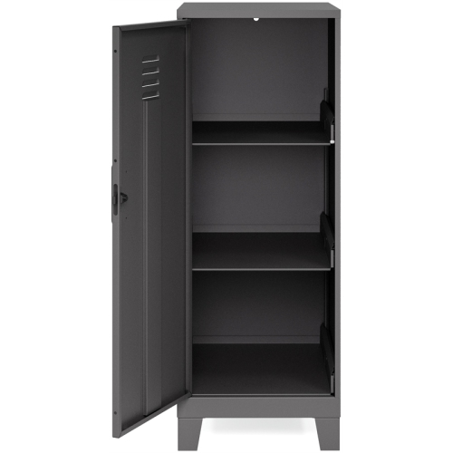 Space Solutions 42.5"H 3 Shelf Metal Storage Locker Cabinet 3" Legs - Black