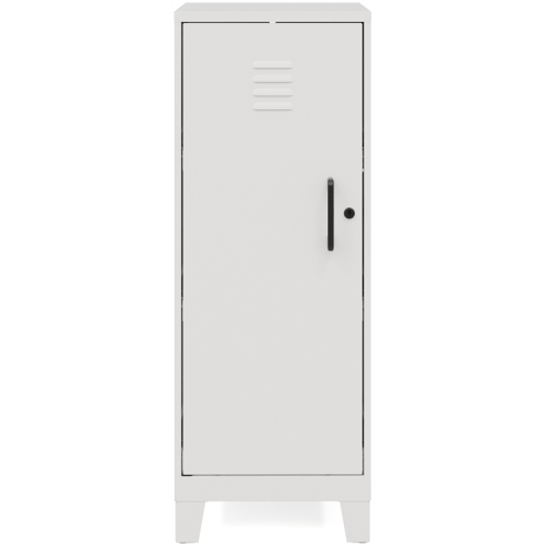Space Solutions 42.5"H 3 Shelf Metal Storage Locker Cabinet 3" Legs Pearl White