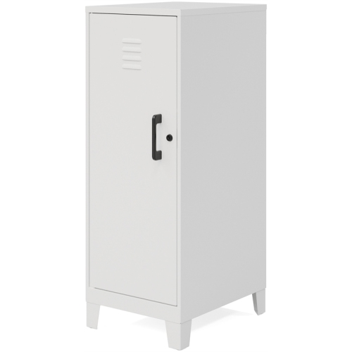 Space Solutions 42.5"H 3 Shelf Metal Storage Locker Cabinet 3" Legs Pearl White