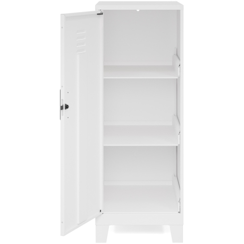 Space Solutions 42.5"H 3 Shelf Metal Storage Locker Cabinet 3" Legs Pearl White