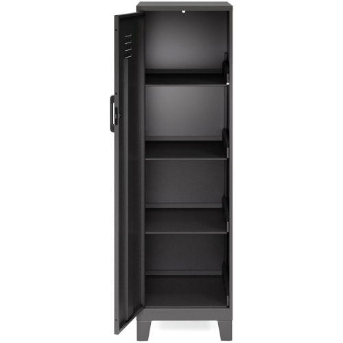 Space Solutions 53.38"H 4 Shelf Metal Storage Locker Cabinet 3" Riser Legs Black