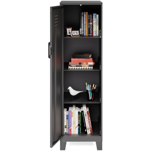 Space Solutions 53.38"H 4 Shelf Metal Storage Locker Cabinet 3" Riser Legs Black