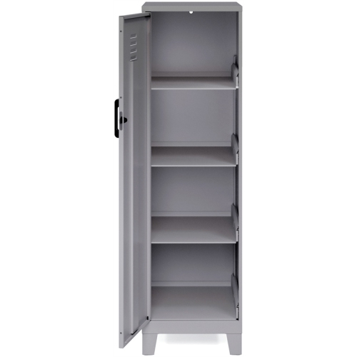 Space Solutions 53.38"H 4 Shelf Metal Storage Locker Cabinet Arctic Silver