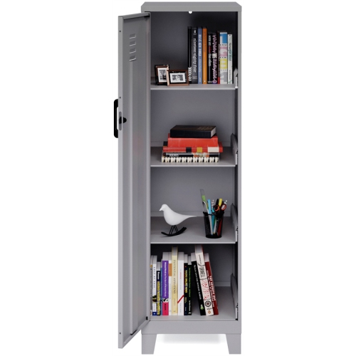 Space Solutions 53.38"H 4 Shelf Metal Storage Locker Cabinet Arctic Silver