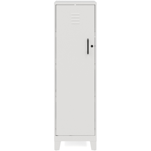 Space Solutions 53.38"H 4 Shelf Metal Storage Locker Cabinet 3" Legs Pearl White