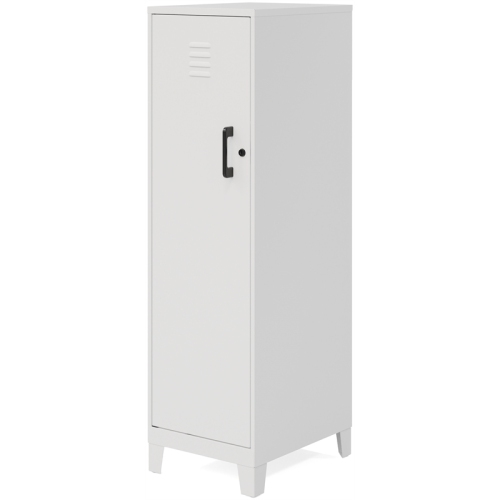 Space Solutions 53.38"H 4 Shelf Metal Storage Locker Cabinet 3" Legs Pearl White